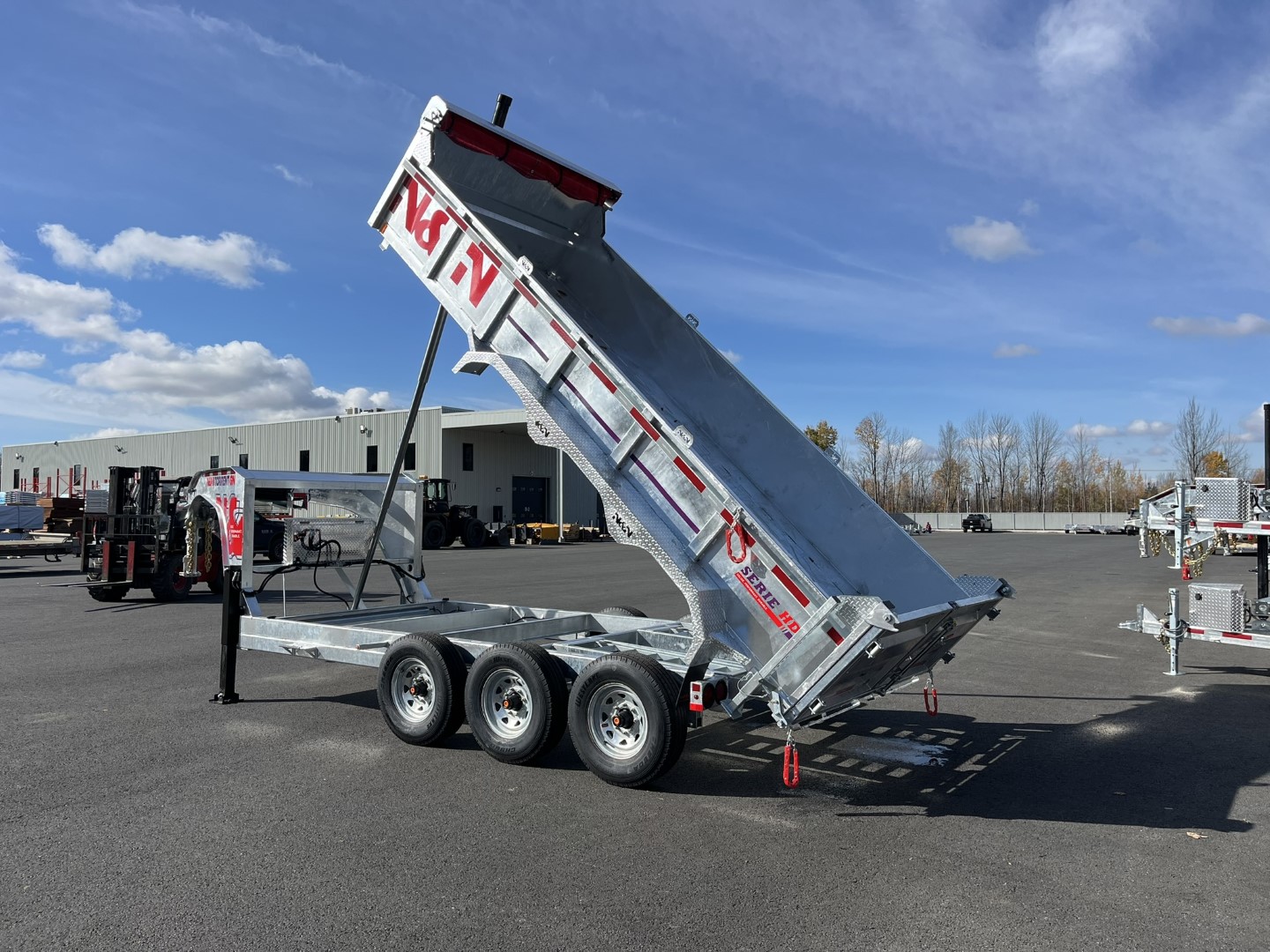 2026 N&N 7×16 HD Hydraulic Dump Trailers, Hydraulic Jack – 3x7500lb Axles w/ Spare & Mount – Galvanized -2x in Stock