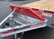 2026 N&N RHINO JUNIOR 22′ + 5′ DECKOVER 3X7 000LBS AXLES SINGLE WHEEL, 5FT BEAVER TALE W/ FLIP OVER RAMP – 2X IN STOCK