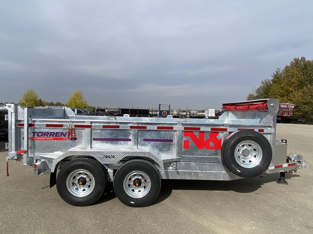 2026 N&N 7X14 HD Hydraulic Dump Trailer – 2x7500LB Axles w/ Spare Mount & Tarp Bar & Hydraulic Jack – Galvanized – Edmonton