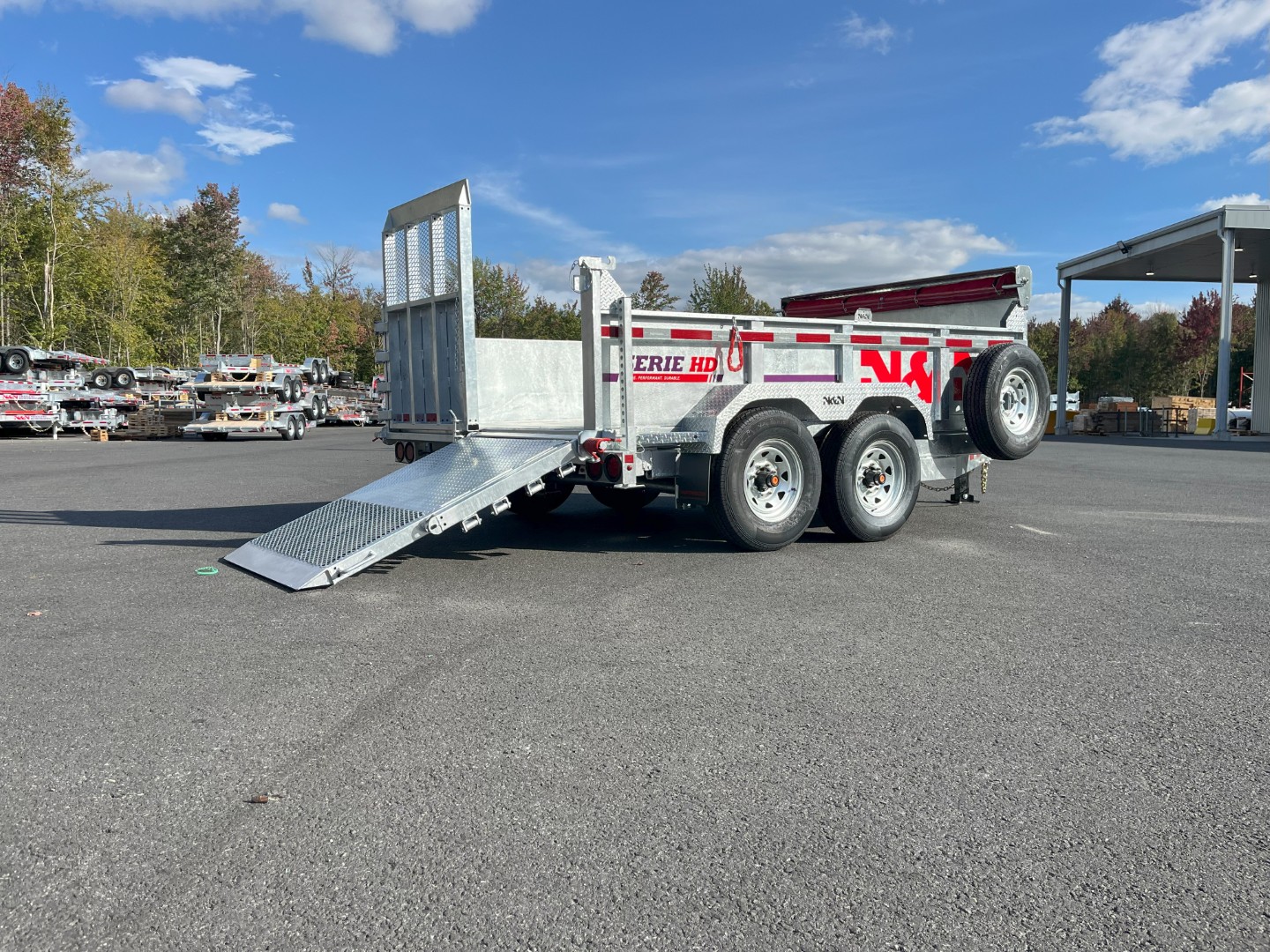 2026 N&N 7X14 HD Hydraulic Dump Trailer – 2x7500lbs Axles W/Spare Mount & Tarp Bar – Landcape Gate & Hydraulic Front Jack – Galvanized