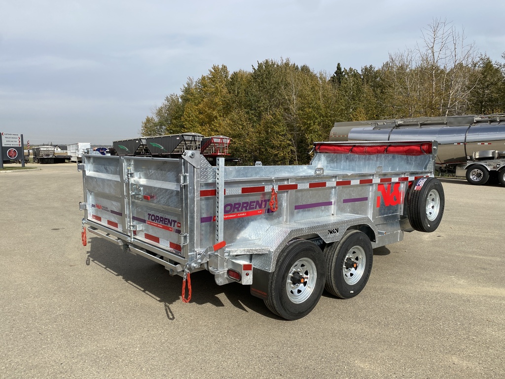 2026 N&N 7X14 HD Hydraulic Dump Trailer – 2x7500LB Axles w/ Spare Mount & Tarp Bar & Hydraulic Jack – Galvanized – Edmonton