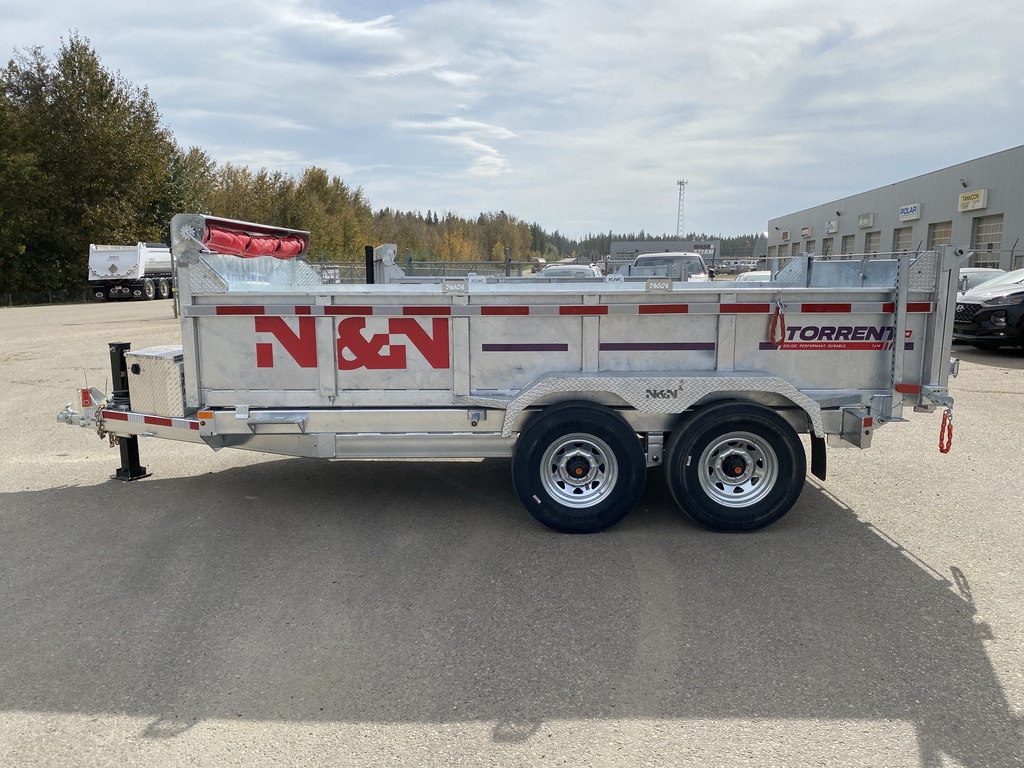 2026 N&N 7X14 HD Hydraulic Dump Trailer – 2x7500LB Axles w/ Spare Mount & Tarp Bar & Hydraulic Jack – Galvanized – Edmonton