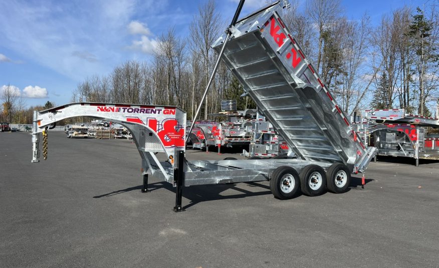 2026 N&N 7×16 HD Hydraulic Dump Trailers, Hydraulic Jack – 3x7500lb Axles – Galvanized – IN Stock – Edmonton
