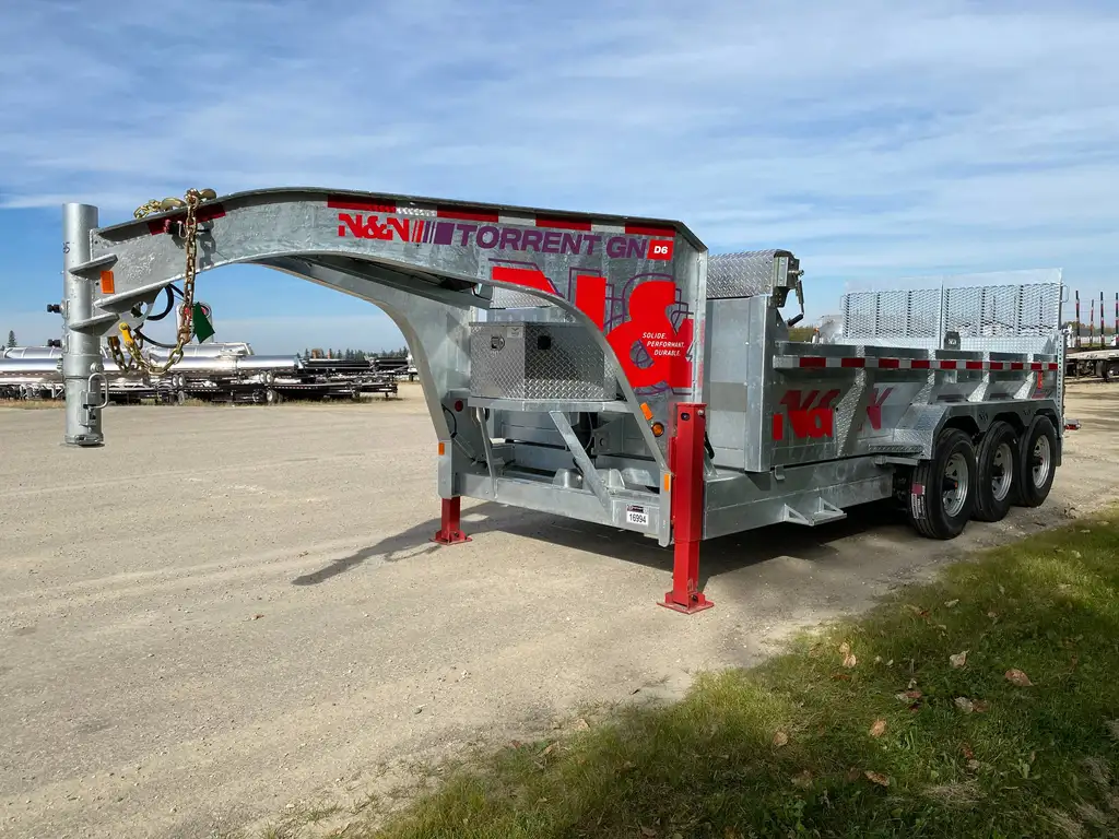 2027 N&N Torrent 7×16 Gooseneck HD Dump Hydraulic Trailer – Hydraulic Front Jack & Landscape Gate Option, 7GA / 12in Crossmembers floor upgrade – 3x 7000LBS Axles – Galvanized – Edmonton