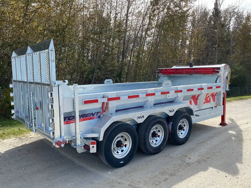 2027 N&N Torrent 7×16 Gooseneck HD Dump Hydraulic Trailer – Hydraulic Front Jack & Landscape Gate Option, 7GA / 12in Crossmembers floor upgrade – 3x 7000LBS Axles – Galvanized – Edmonton