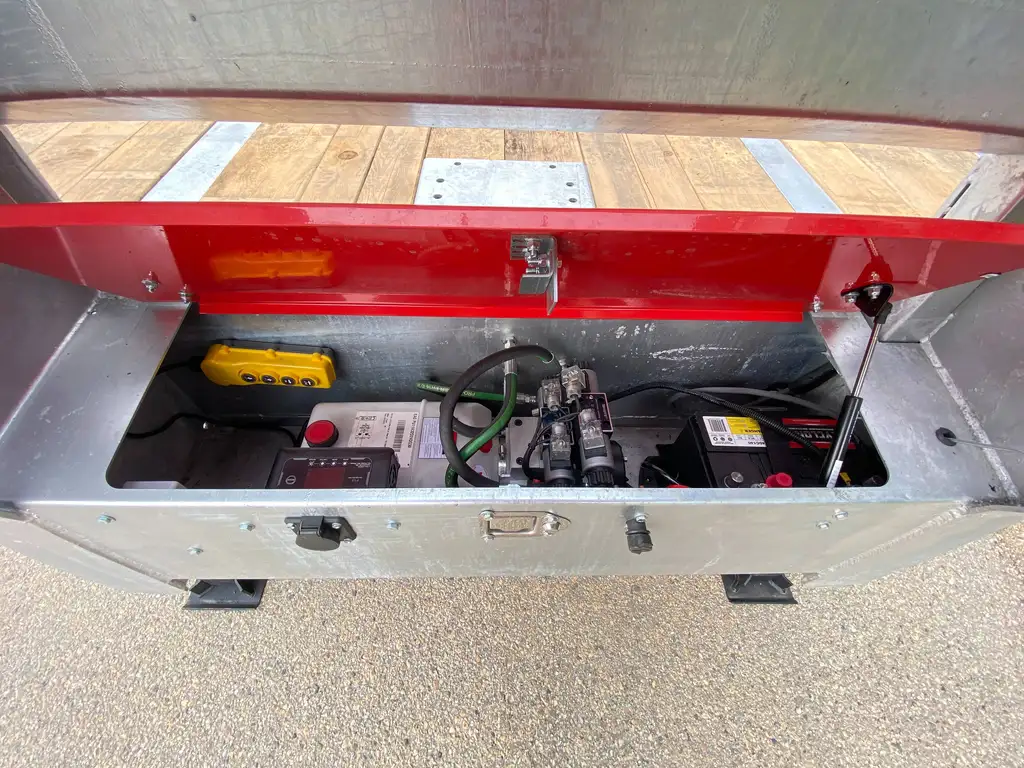 2026 BUFFALO PREMIUM 27’+5′ GOOSENECK DECKOVER TRAILER HUTCH TYPE SUSPENSION– 2x 16,000 lbs AXLES ELEC/ OVER HYDRAULICS, DUAL-WHEEL, WITH HYDRAULICS JACKS & HYDRAULIC FLIP OVER RAMPS – GALVANIZED