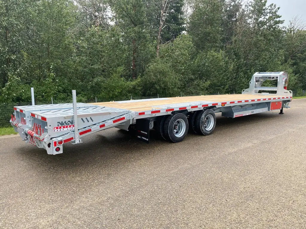 2026 BUFFALO PREMIUM 30’+5′ GOOSENECK DECKOVER TRAILER HUTCH TYPE SUSPENSION– 2x 16,000 lbs AXLES ELEC/ OVER HYDRAULICS, DUAL-WHEEL, WITH HYDRAULICS JACKS & HYDRAULIC FLIP OVER RAMPS – GALVANIZED – EDMONTON