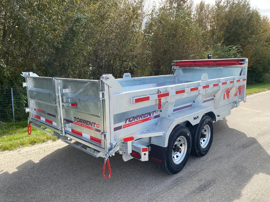 2027 N&N Torrent 7X14 HD Hydraulic Dump Trailer – 2x700lbs Axles W/Spare Mount & Tarp Bar – 12K Hydraulic Front Jack – Galvanized – LETHBRIDGE