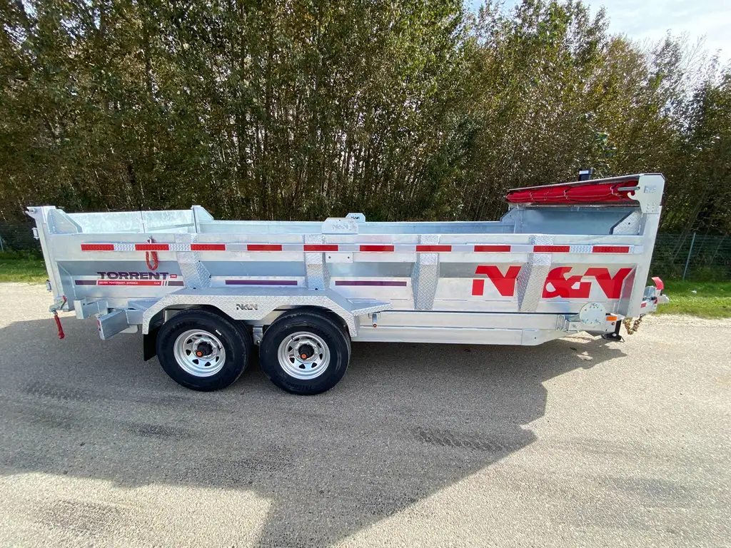 2027 N&N Torrent 7X14 HD Hydraulic Dump Trailer – 2x700lbs Axles W/Spare Mount & Tarp Bar – 12K Hydraulic Front Jack – Galvanized – LETHBRIDGE