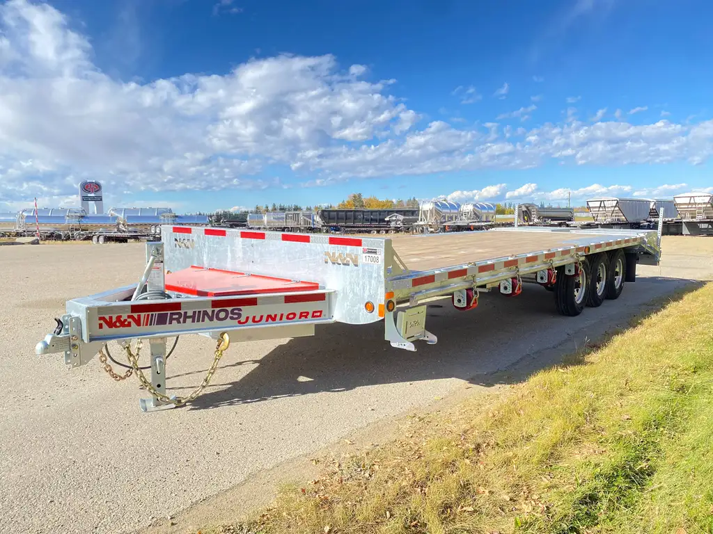 2027 N&N RHINO JUNIOR 22′ + 5′ DECKOVER 3X7 000LBS AXLES SINGLE WHEEL, 5FT BEAVER TALE W/ FLIP OVER RAMP – GALVANIZED – EDMONTON
