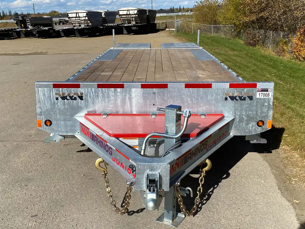 2027 N&N RHINO JUNIOR 22′ + 5′ DECKOVER 3X7 000LBS AXLES SINGLE WHEEL, 5FT BEAVER TALE W/ FLIP OVER RAMP – GALVANIZED – EDMONTON