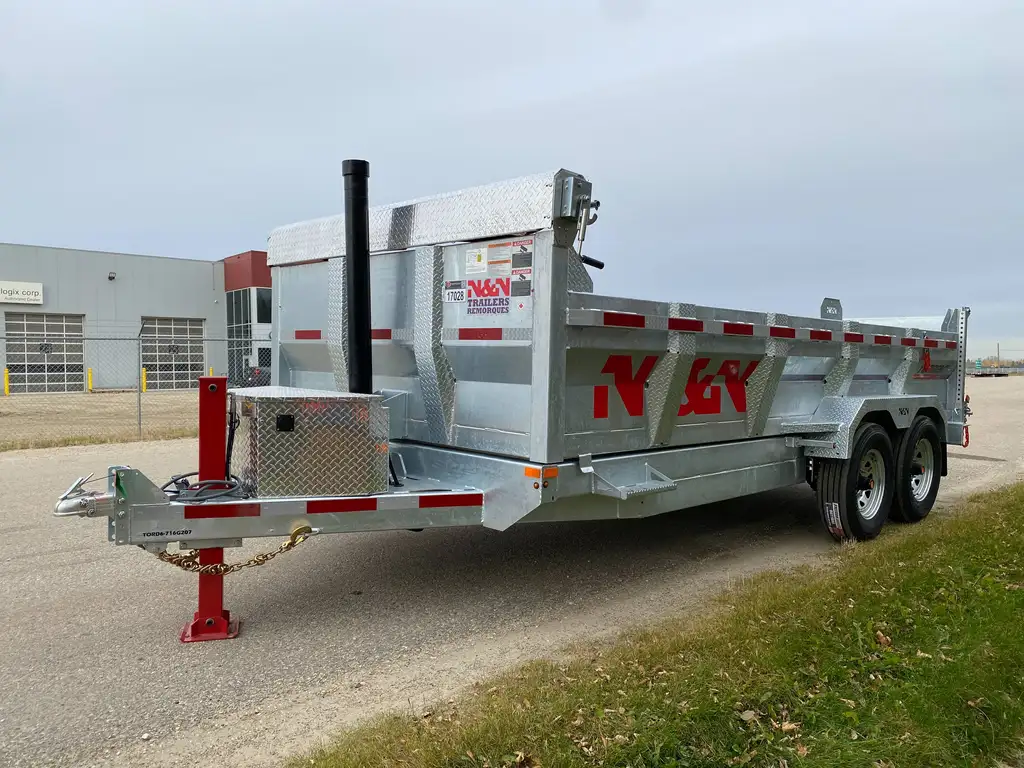 2027 N&N Torrent 7X14 HD Hydraulic Dump Trailer – 2x700lbs Axles W/Spare Mount & Tarp Bar – 12K Hydraulic Front Jack – Galvanized – EDMONTON